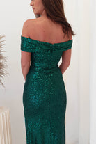 Morilee Off The Shoulder Sequin Gown | Green | Oh Hello Clothing | XS (6)