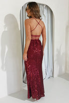 Sorella Bodycon Sequin Gown | Dark Red | Oh Hello Clothing | XS (6)