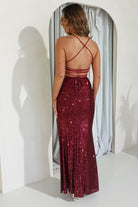 Sorella Bodycon Sequin Gown | Dark Red | Oh Hello Clothing | XS (6)