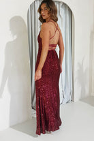 Sorella Bodycon Sequin Gown | Dark Red | Oh Hello Clothing | XS (6)