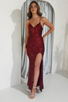 Sorella Bodycon Sequin Gown | Dark Red | Oh Hello Clothing | XS (6)
