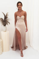 Krysta Soft Satin Long Strapless Gown | Champagne | Oh Hello Clothing | S (8)