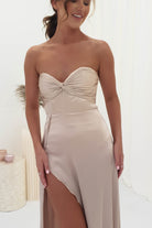 Krysta Soft Satin Long Strapless Gown | Champagne | Oh Hello Clothing | S (8)