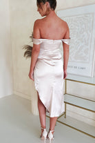 Aby Soft Satin Midi Dress | Champagne | Oh Hello Clothing | XS (6)