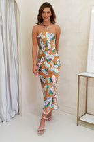 Provence Halter Nect Midi Dress | Orange Print | Oh Hello Clothing | XS (6)
