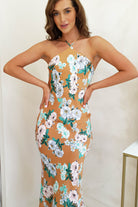 Provence Halter Nect Midi Dress | Orange Print | Oh Hello Clothing | XS (6)