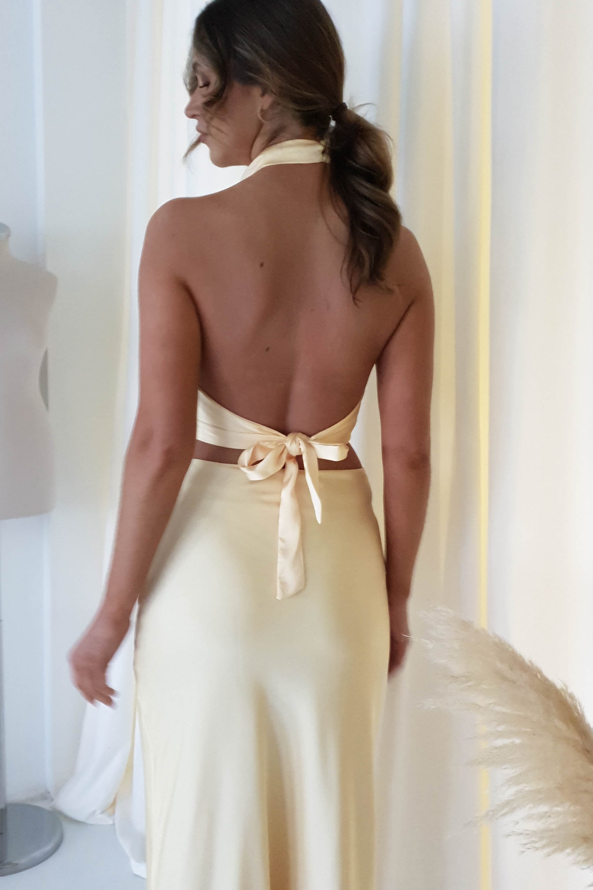 Pamela Satin Top | Yellow - Oh Hello Clothing