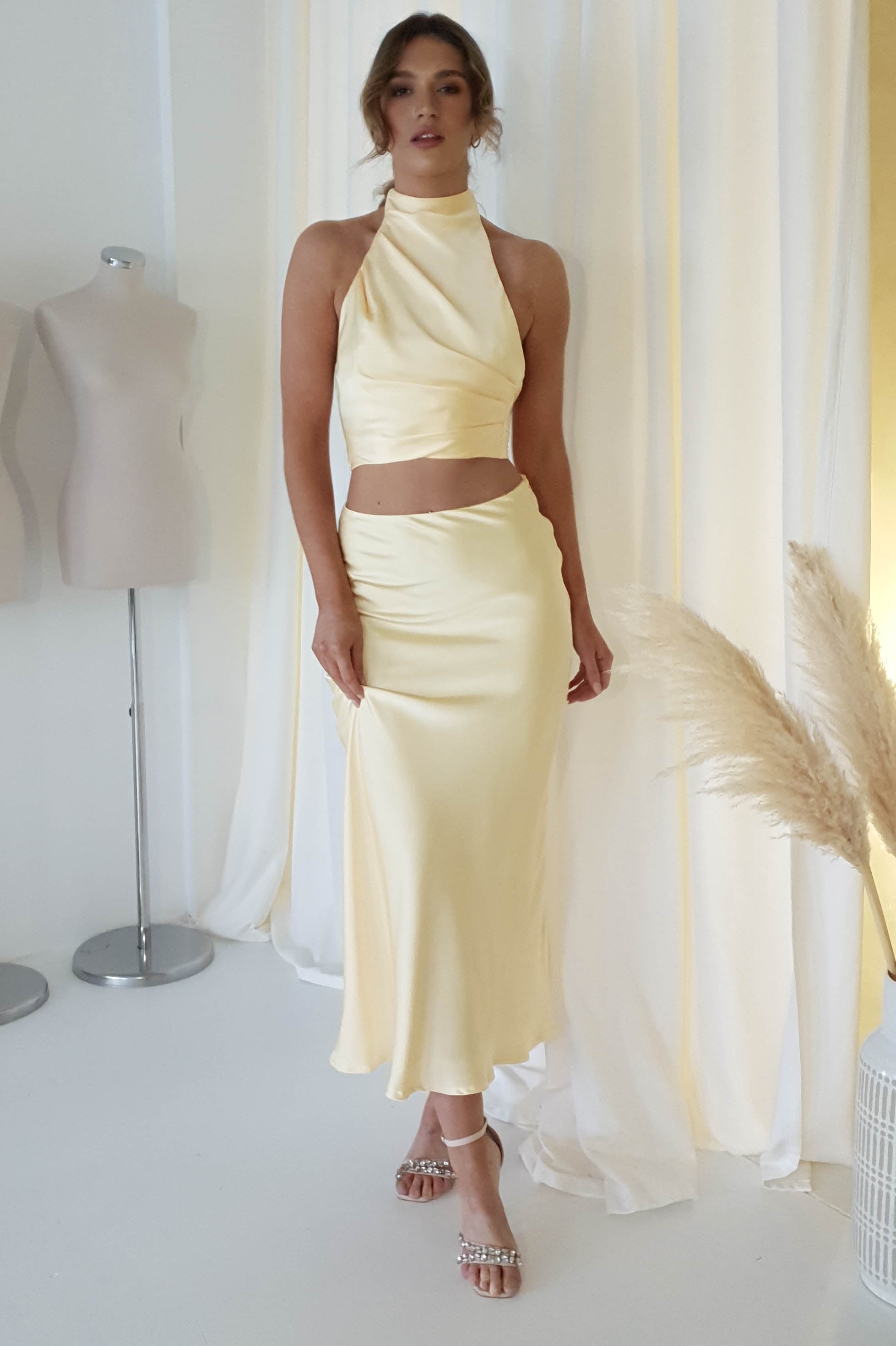 Pamela Satin Top | Yellow - Oh Hello Clothing