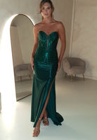Charity Diamante Strapless Gown | Emerald Green | Oh Hello Clothing | S (8)