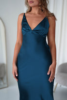 Aimie Soft Satin Maxi Dress | Teal - Oh Hello Clothing