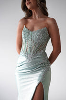 Caspian Embellished Bodycon Gown | Light Green | Oh Hello Clothing | XS (6)
