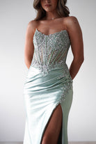 Caspian Embellished Bodycon Gown | Light Green | Oh Hello Clothing | XS (6)