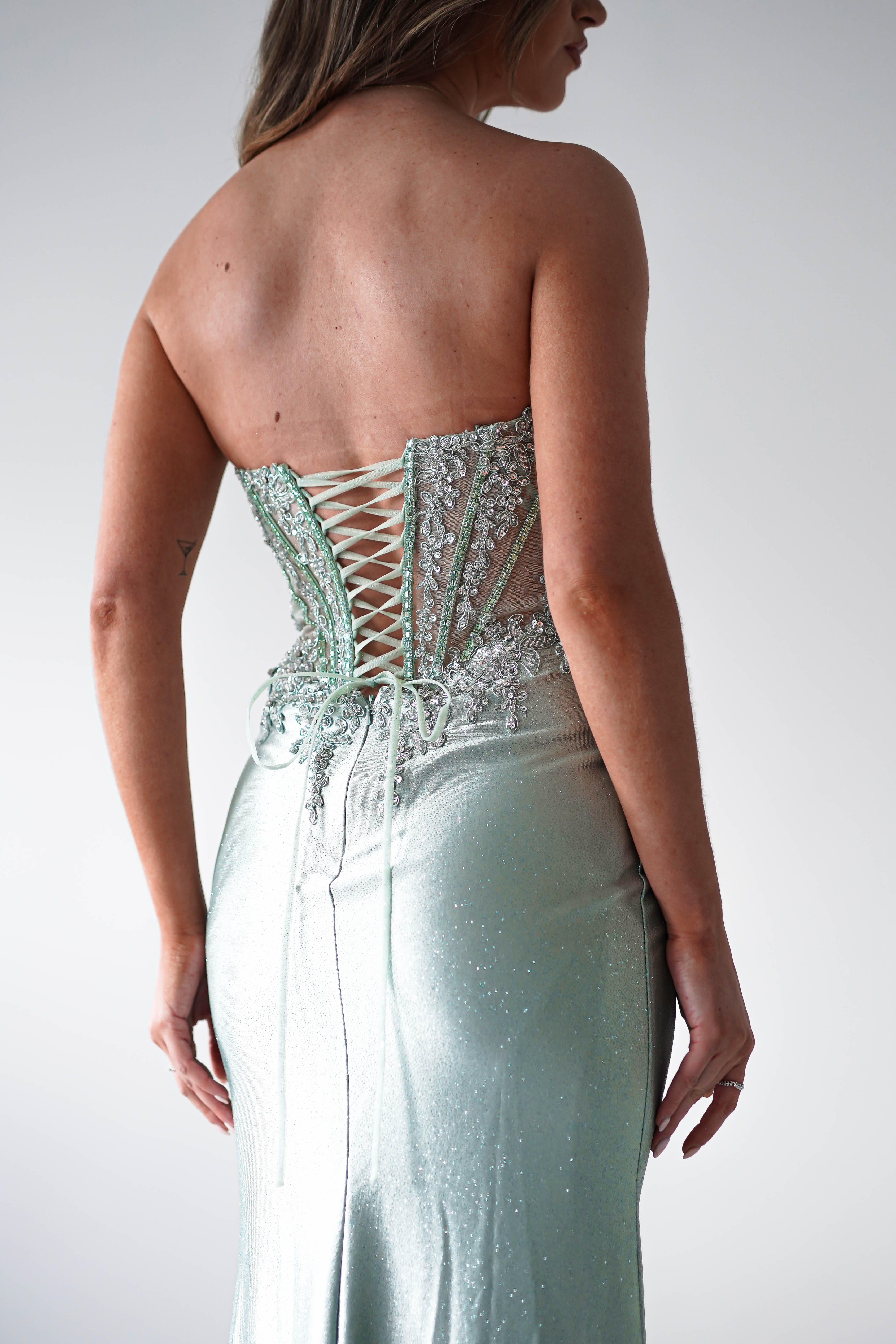 Caspian Embellished Bodycon Gown | Light Green | Oh Hello Clothing | XS (6)