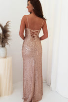 Wren Rose Gold Beaded Gown | Rose Gold | Oh Hello Clothing | S (8)
