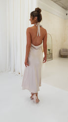 Evelyn Halterneck Midi Dress | Champagne | Oh Hello Clothing | XS (6)