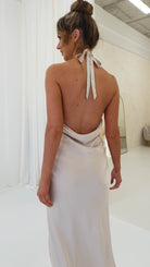 Evelyn Halterneck Midi Dress | Champagne | Oh Hello Clothing | XS (6)