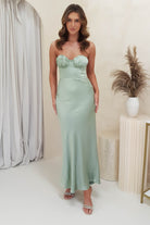 Billie Soft Satin Maxi Dress | Sage | Oh Hello Clothing | XS (6)