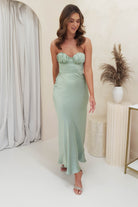 Billie Soft Satin Maxi Dress | Sage | Oh Hello Clothing | XS (6)