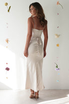 Everleigh Soft Satin Midi Dress | Champagne - Oh Hello Clothing
