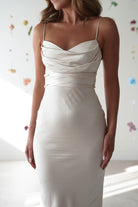 Everleigh Soft Satin Midi Dress | Champagne - Oh Hello Clothing