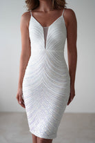 Palmira Sequin Midi Dress | White Iridescent - Oh Hello Clothing