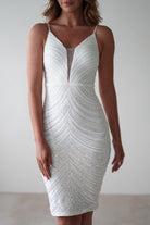 Palmira Sequin Midi Dress | White Iridescent - Oh Hello Clothing