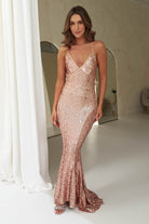 Evana Mermaid Backless Sequin Gown | Rose Gold | Oh Hello Clothing | S (8)