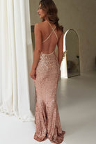 Evana Mermaid Backless Sequin Gown | Rose Gold | Oh Hello Clothing | S (8)
