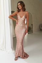 Evana Mermaid Backless Sequin Gown | Rose Gold | Oh Hello Clothing | S (8)