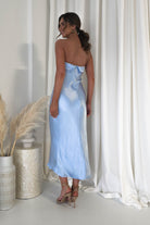 Lucia Soft Satin Slip Midi Dress Blue - Oh Hello Clothing