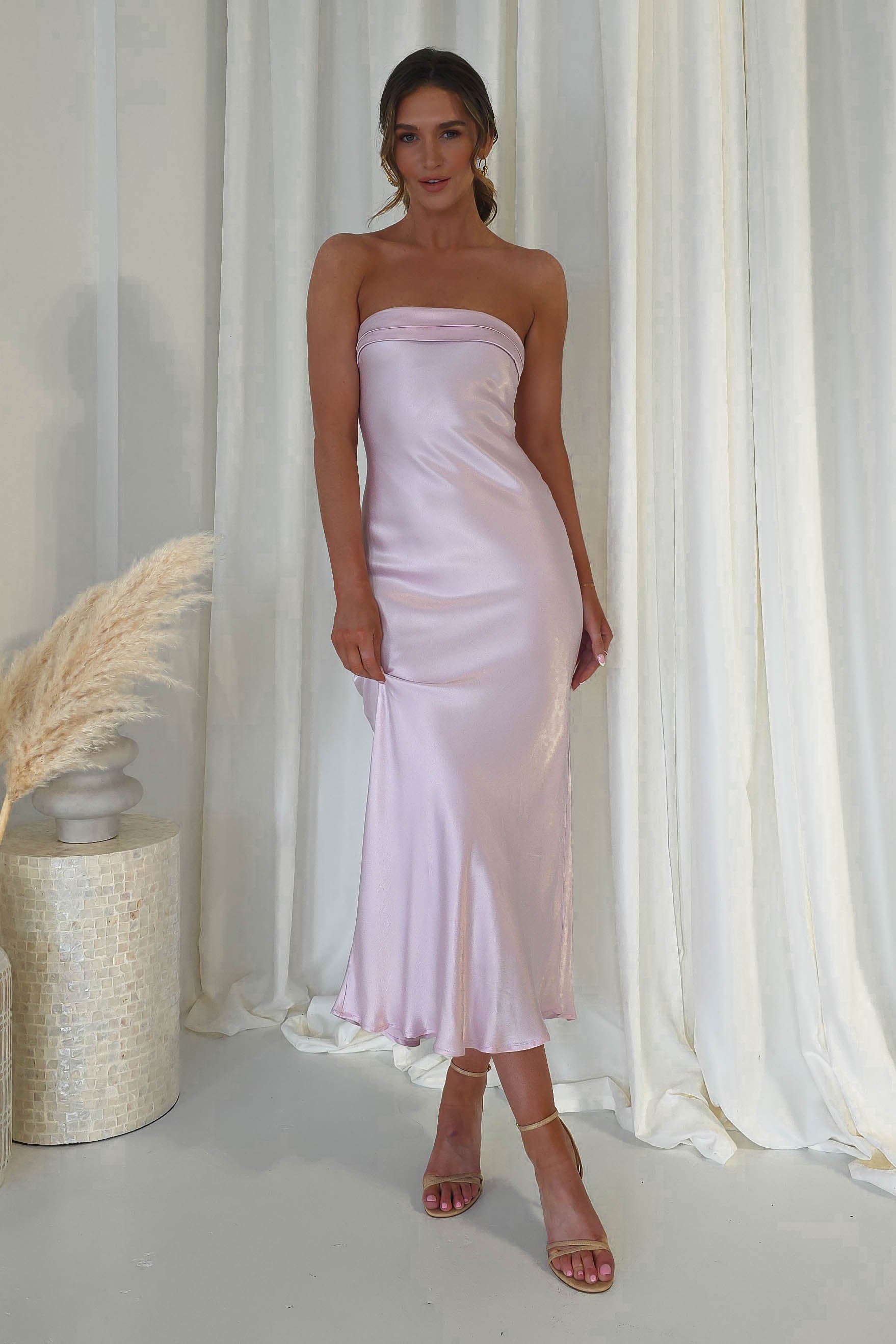 Lucia Soft Satin Slip Midi Dress | Pastel Pink - Oh Hello Clothing
