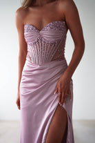 Theodora Strapless Embellished Gown | Mauve - Oh Hello Clothing