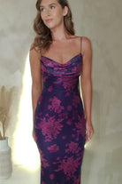 Audrie Bodycon Printed Maxi Dress | Grape | Oh Hello Clothing | XS (6)