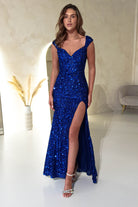 Klarie Bodycon Sequin Gown | Royal Blue | Oh Hello Clothing | S (8)