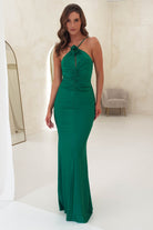 Milano Ruched Bodycon Maxi Dress | Green | Oh Hello Clothing | XS (6)
