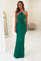 Milano Ruched Bodycon Maxi Dress | Green | Oh Hello Clothing | XS (6)
