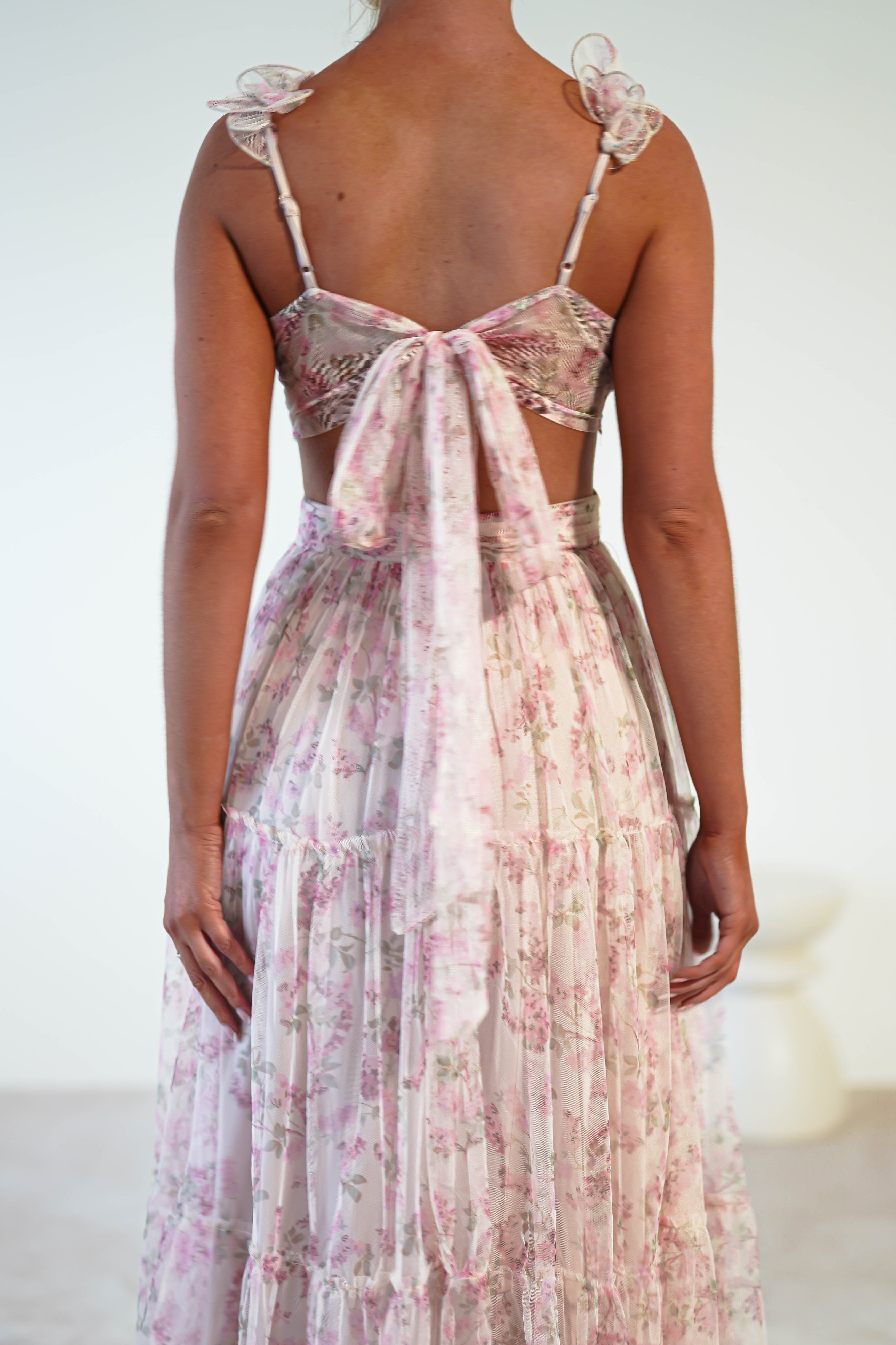Khristina Floral Tulle Maxi Dress | Cream - Oh Hello Clothing