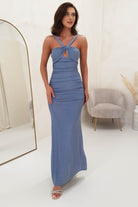 Josie Bodycon Shimmer Gown | Dusty Blue | Oh Hello Clothing | S (8)