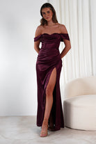 Monica Off The Shoulder Gown | Wine | Oh Hello Clothing | XS (6)