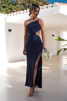 Lyra Soft Matte Satin Maxi Dress | Navy | Oh Hello Clothing | XS (6)