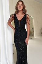 Fayette Embellished Sequin Gown | Black | Oh Hello Clothing | XS (6)