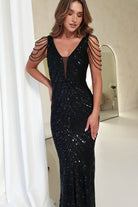 Fayette Embellished Sequin Gown | Black | Oh Hello Clothing | XS (6)
