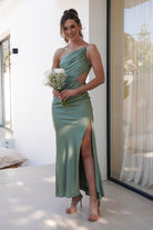Lyra Soft Matte Satin Maxi Dress | Olive | Oh Hello Clothing | XS (6)