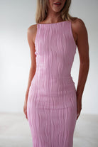 Brighton Textured Bodycon Midaxi Dress | Pink | Oh Hello Clothing | XS (6)