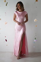 Ramona Soft Satin Maxi Dress | Pink - Oh Hello Clothing