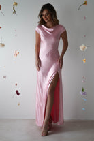 Ramona Soft Satin Maxi Dress | Pink - Oh Hello Clothing