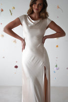 Ramona Soft Satin Maxi Dress | Champagne - Oh Hello Clothing