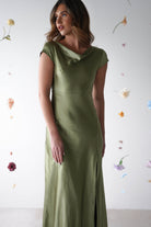 Ramona Soft Satin Maxi Dress | Olive - Oh Hello Clothing