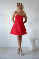 Karla Structured Strapless Mini Dress | Red | Oh Hello Clothing | XS (6)