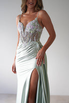 Annabel Embellished Bodycon Gown | Sage | Oh Hello Clothing | XS (6)